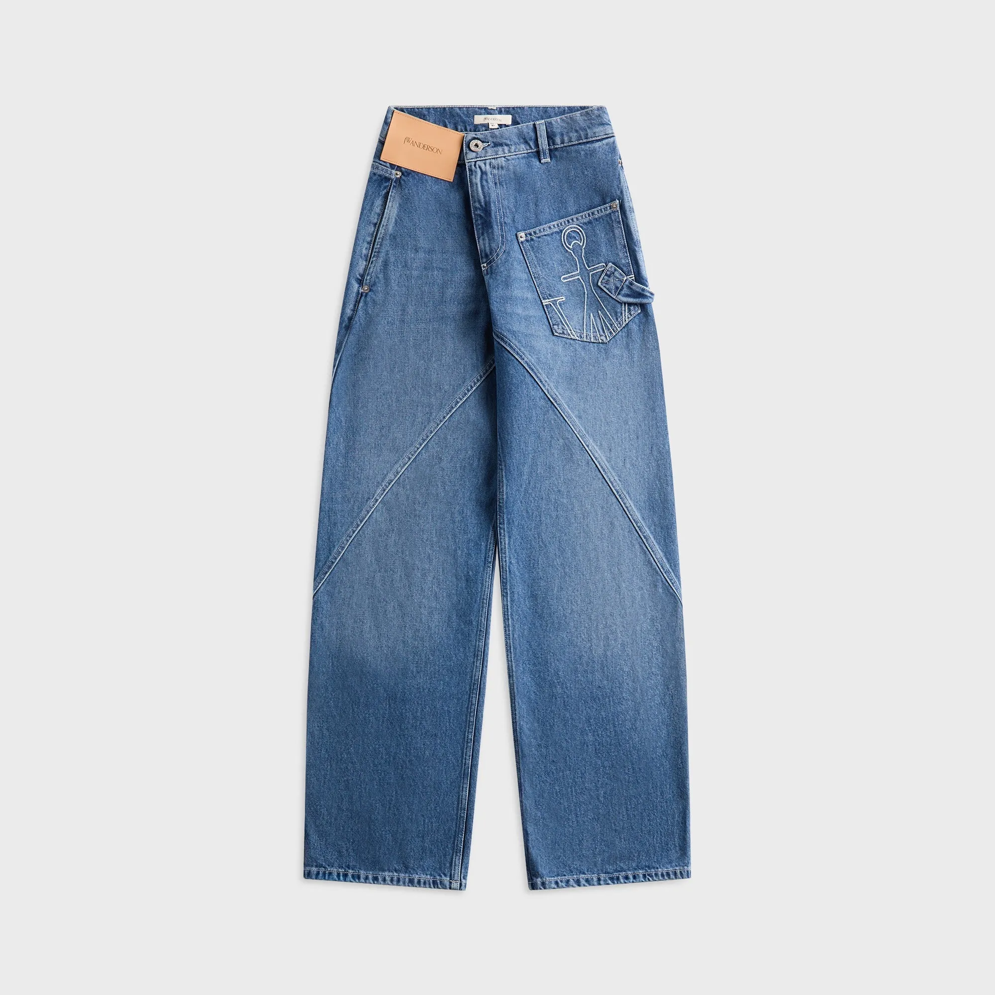 Casual Morning Stroll Flawless Design JW Anderson Twisted Workwear Jeans - Light Blue