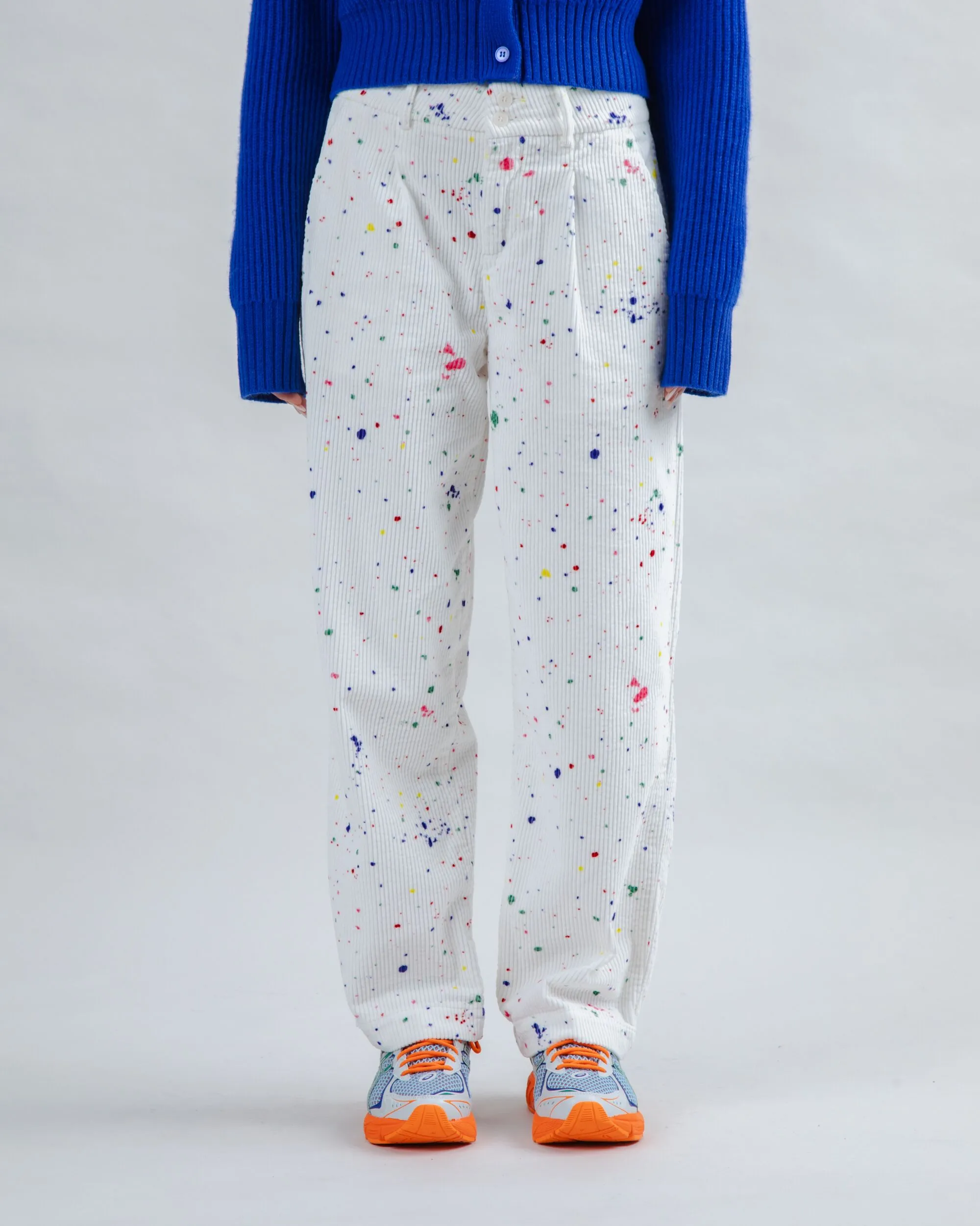 Flexible Motion Splash Paint Corduroy Pleated Pants