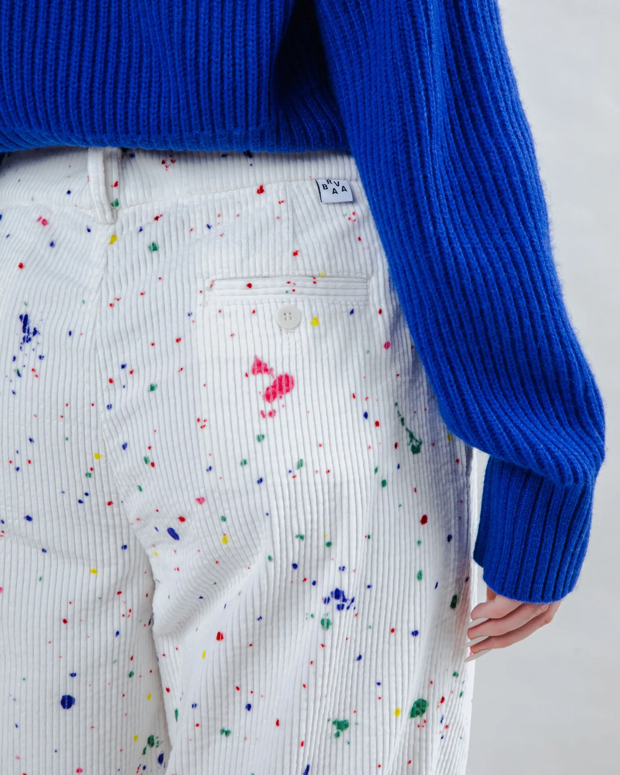 Splash Paint Corduroy Pleated Pants HiddenDrawcord