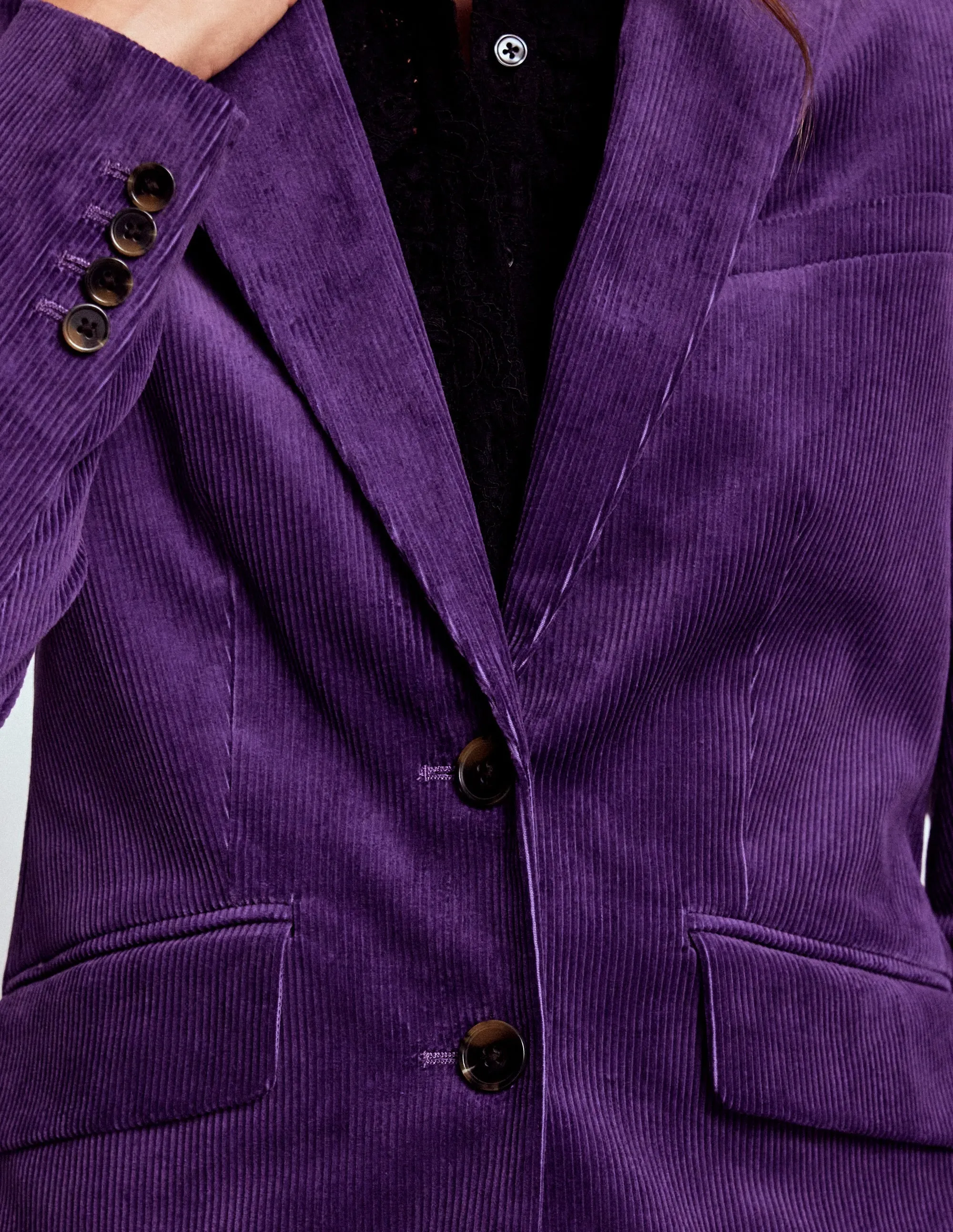 Easy Care Machine Washable Stamford Cord Blazer-Mystical Purple