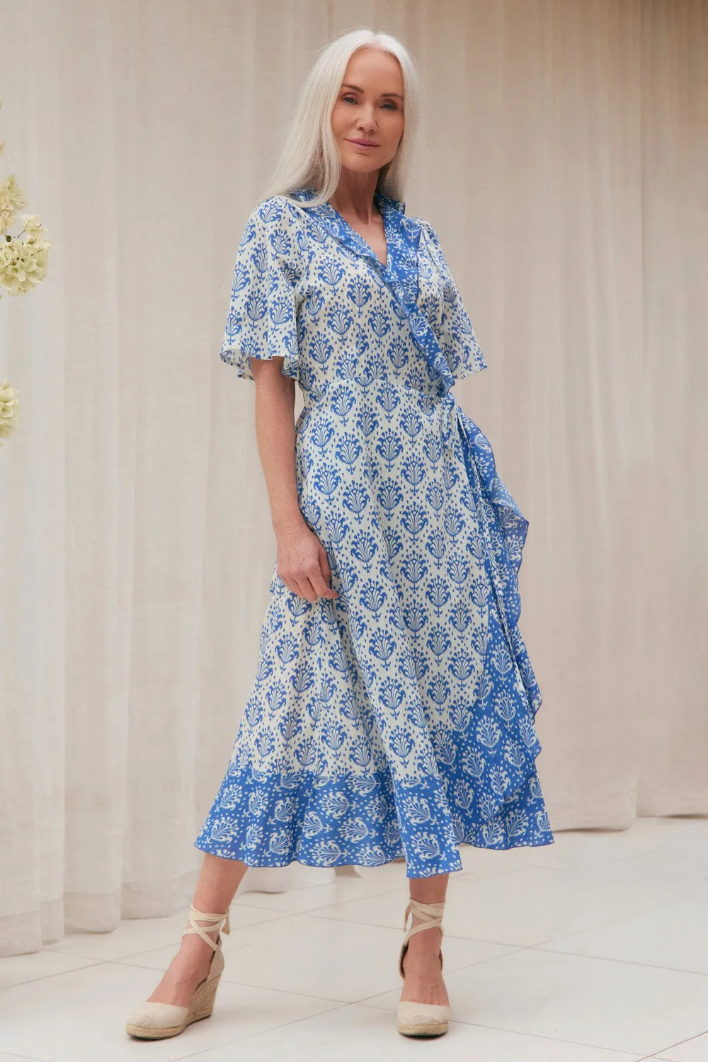 Lounge Comfort Effortless Mood Mischa Wrap Dress in Bagru