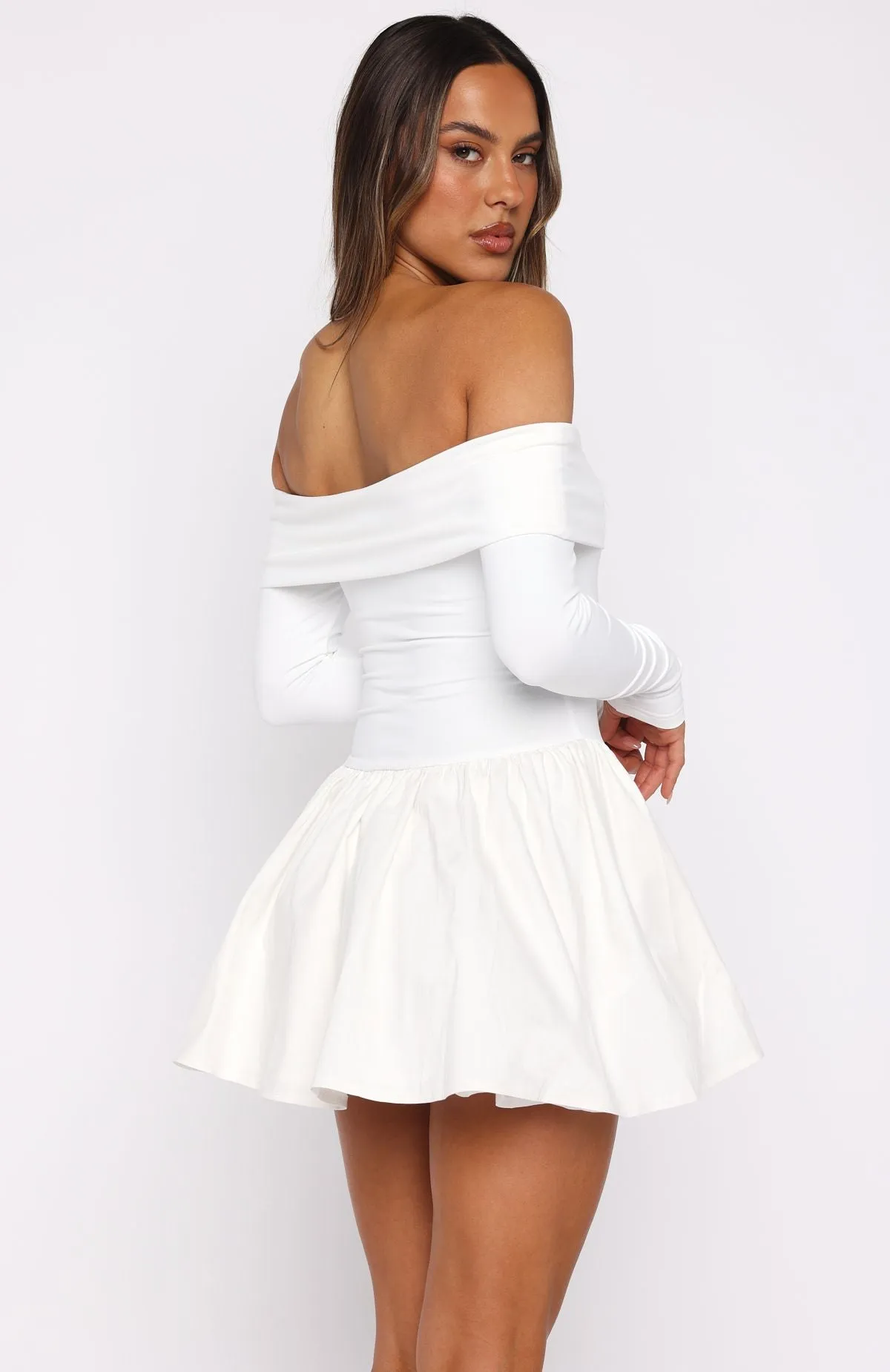 Big Reveal Long Sleeve Mini Dress Off White ReinforcedHem