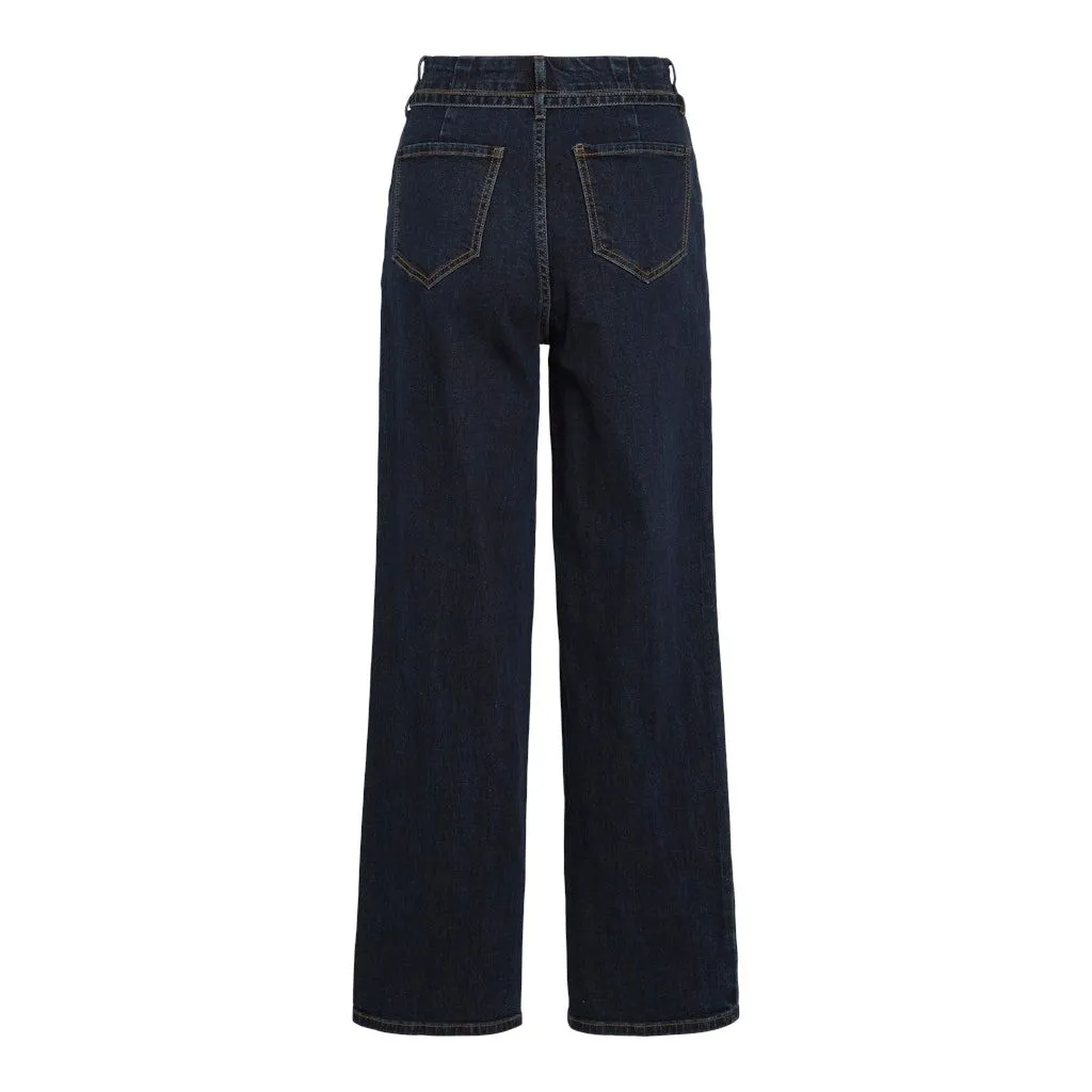 Vila Womens Jeans Frelle HW Wide Dark Blue Denim Fashion Comfort Easy Fit