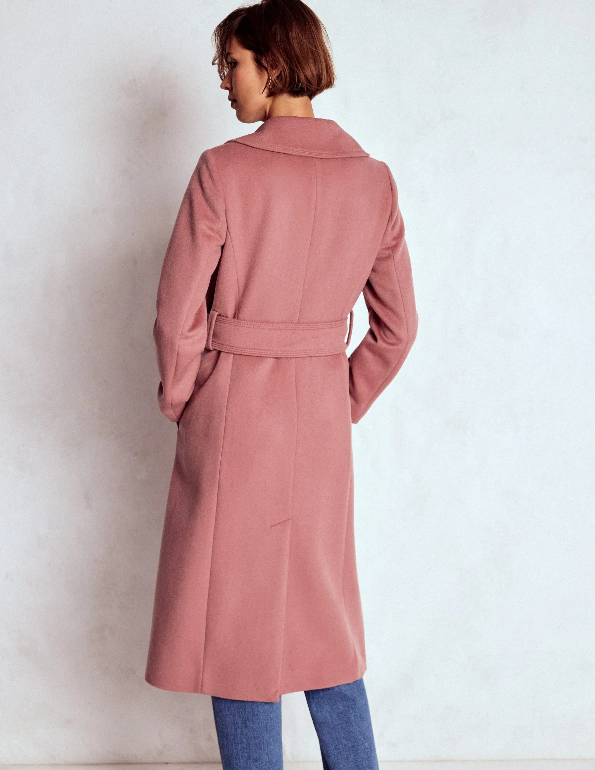 Trendy Must Have Bow Front Coat-Dusty Pink