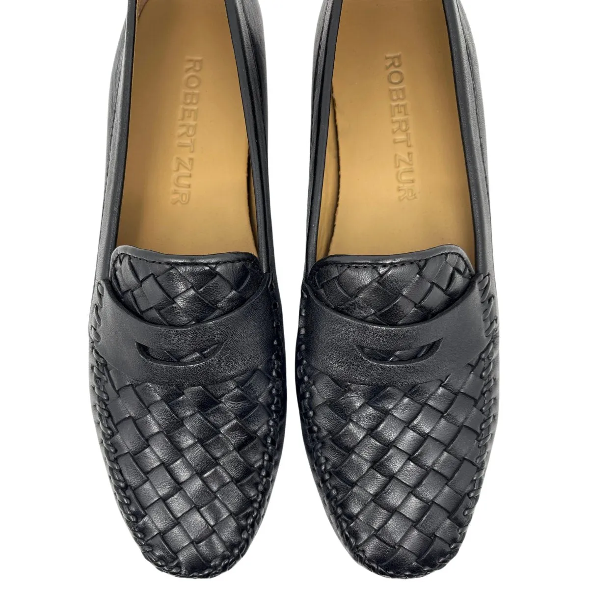 Robert Zur Women's Petra Black Woven Leather Slip-On Style Travel Essential