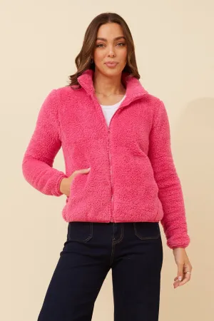 Layered Wind Barrier Light Reflectivity Trim LYN TEDDY FUR JACKET