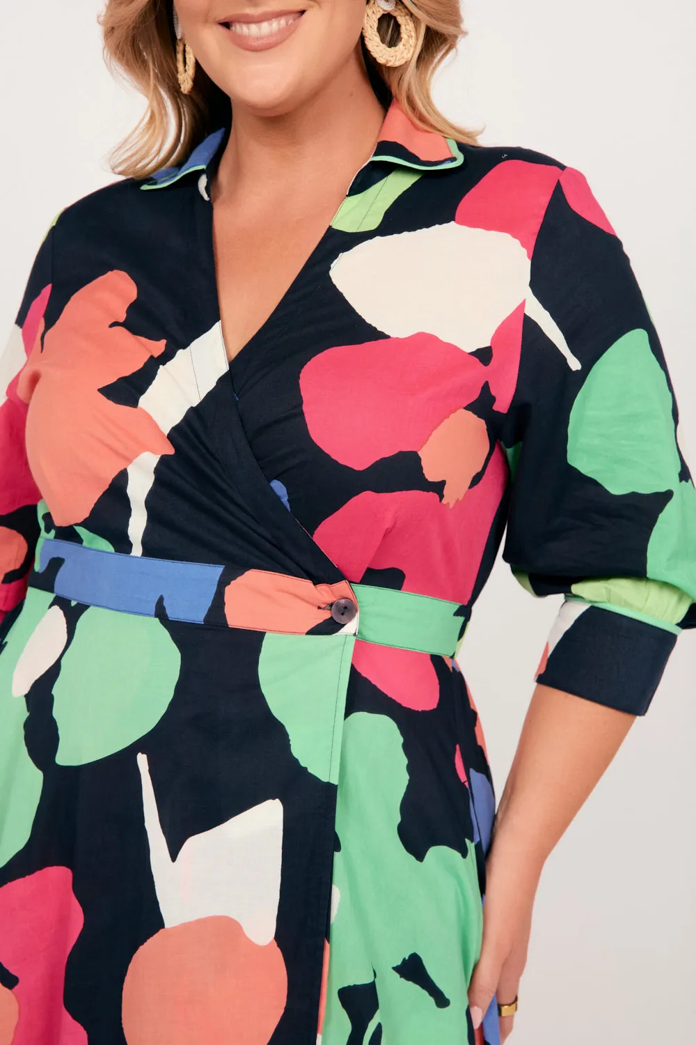 Fair-Trade Gathered-Detail Wendy Wrap Dress in Daydream