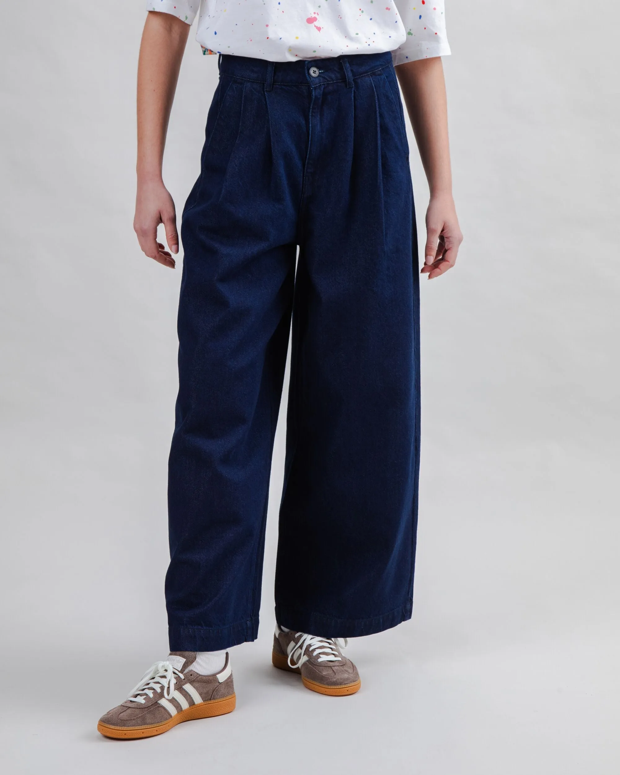 Wide Leg Pants Denim Dark Chafe-Free Fit