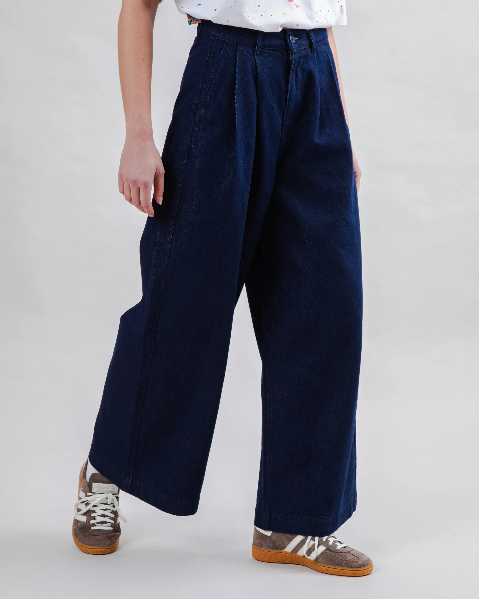 Wide Leg Pants Denim Dark Dynamic Flex Panels Quick Wash