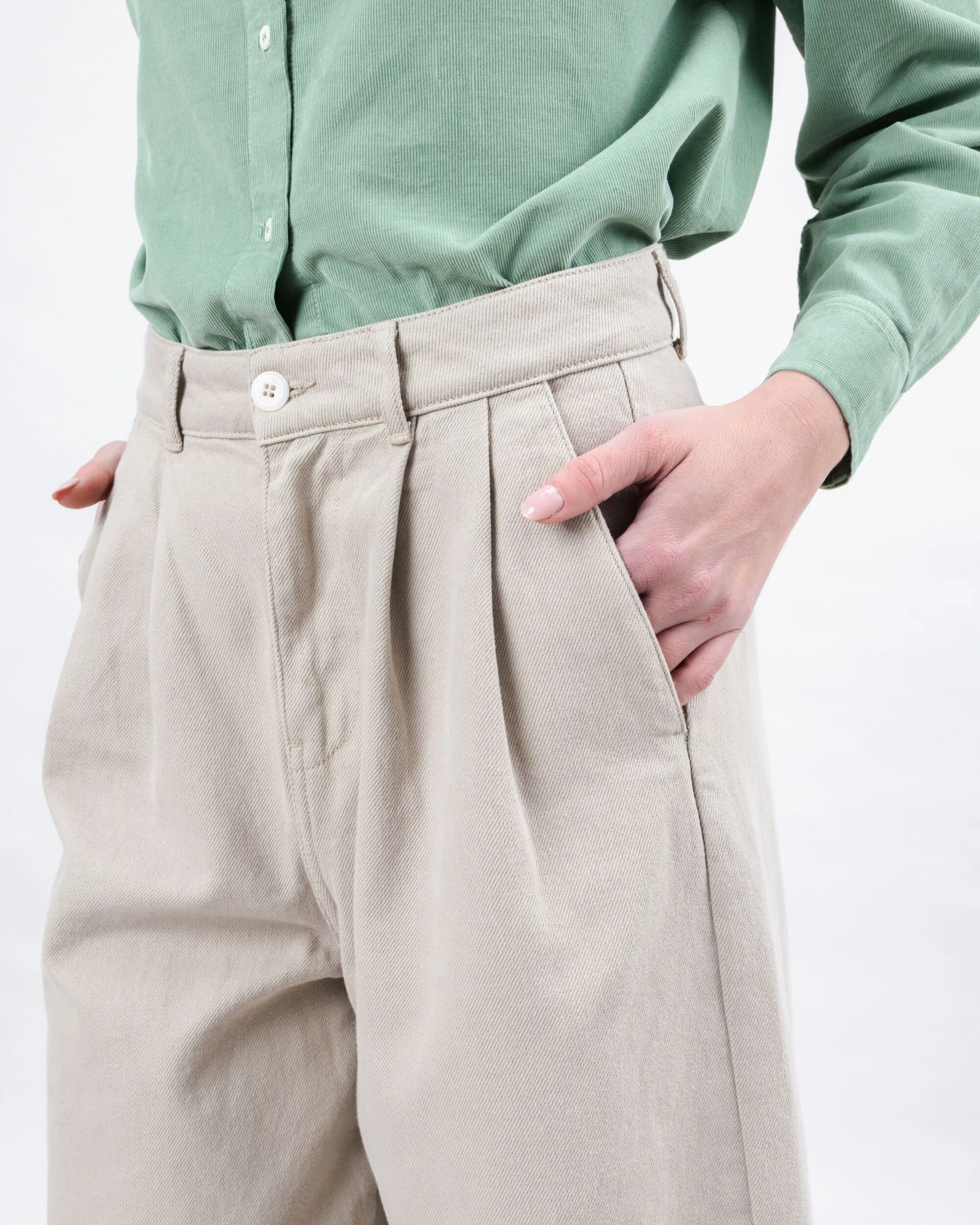 Wide Leg Pants Ecru Anti Odor Treatment Breathable Comfort