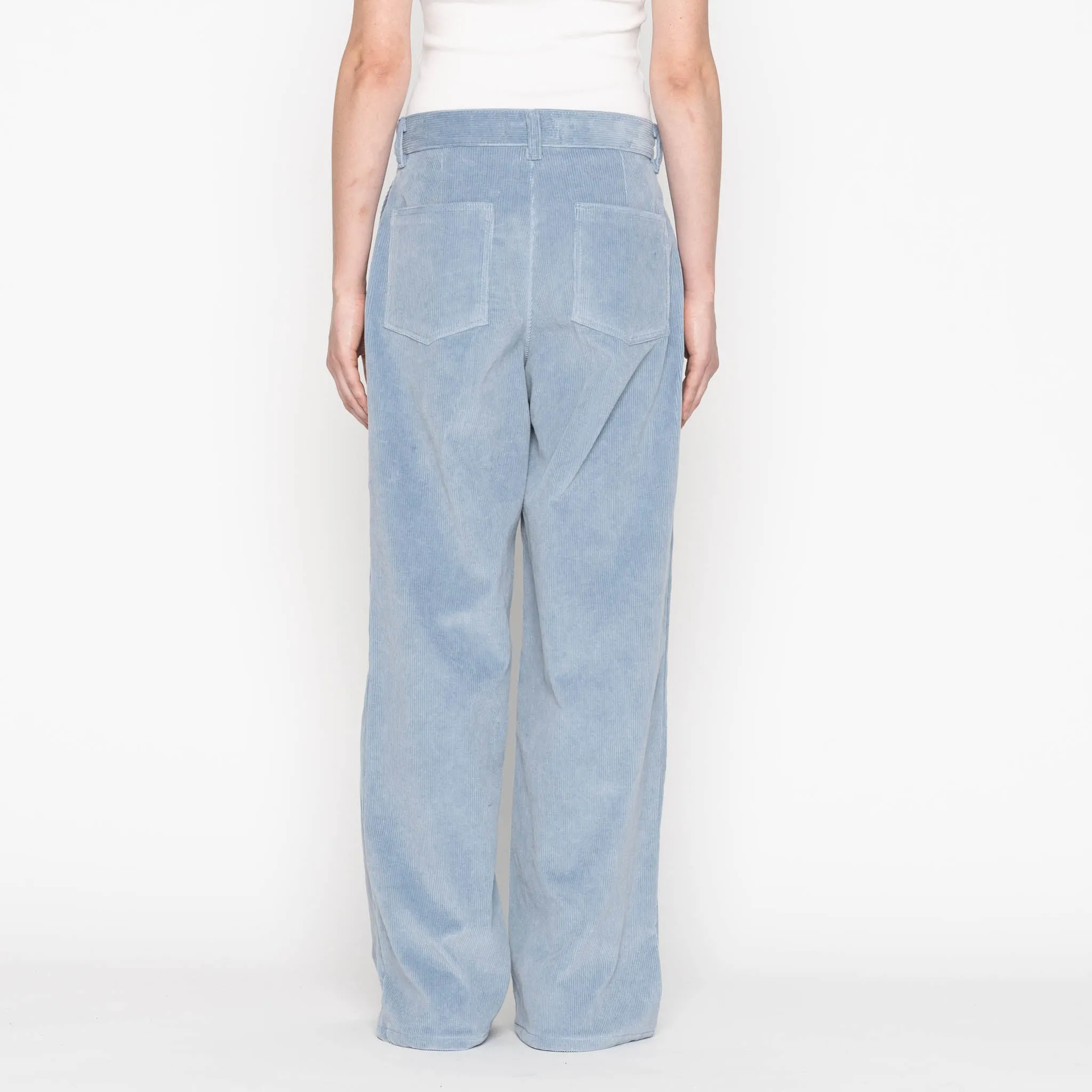 Wide Leg Trouser - Faded Corduroy Organique - Pale Indigo Reinforced Belt Loops
