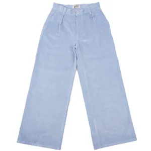 Slim Silhouette Classic Five Pocket Design Wide Leg Trouser - Faded Corduroy Organique - Pale Indigo