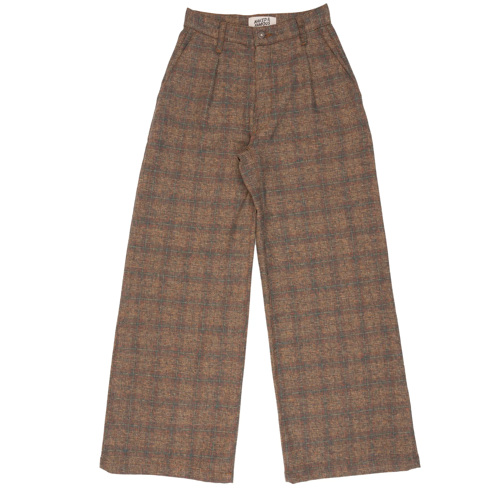 Wide Leg Trouser - Triple Yarn Twist Brushed Tweed - Desert Sunset Easy Outfit