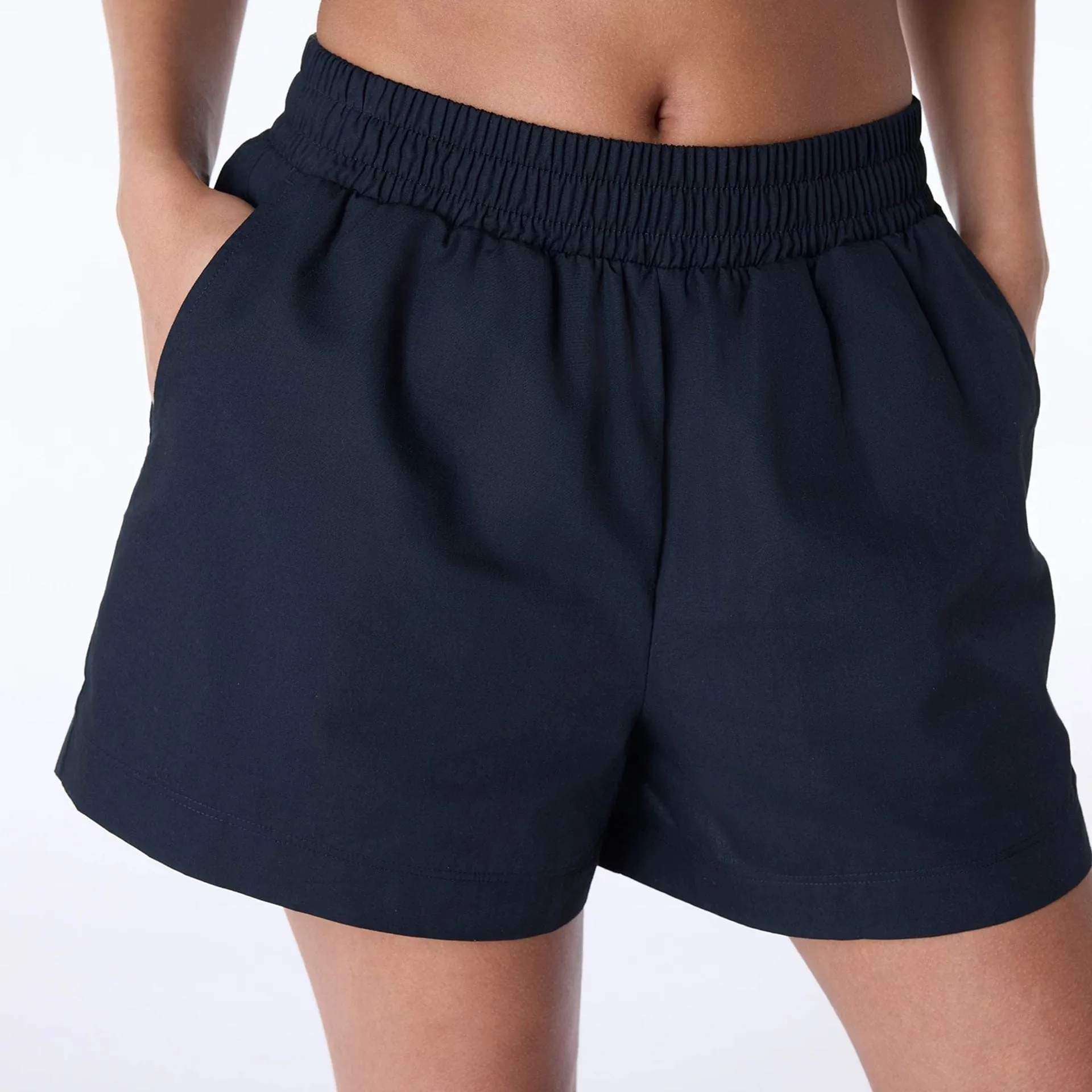 Womens New Era Cotton Black Shorts Anti Pilling Technology