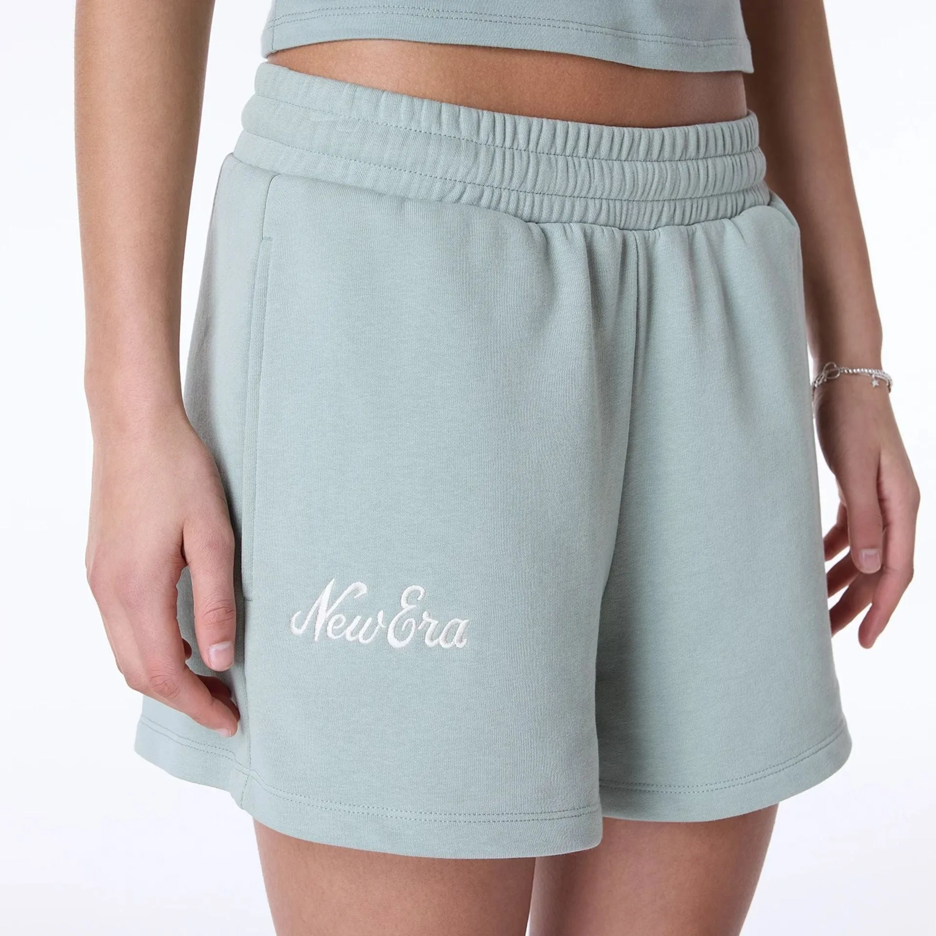 Womens New Era Script Pastel Green Shorts Style Basic Noise Free Operation Design