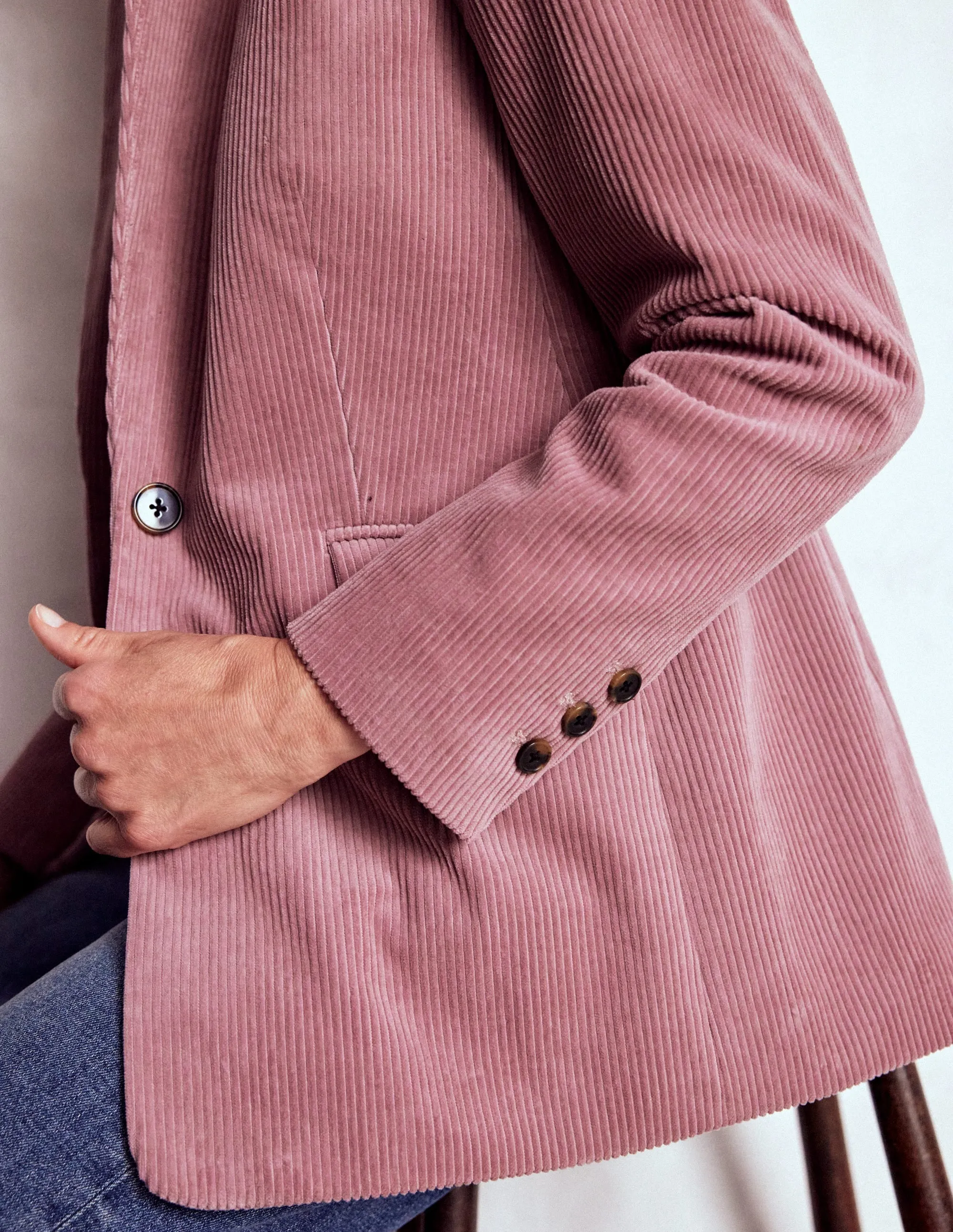 Tear Resistant Weave Woodbridge Cord Blazer-Blushing Rose