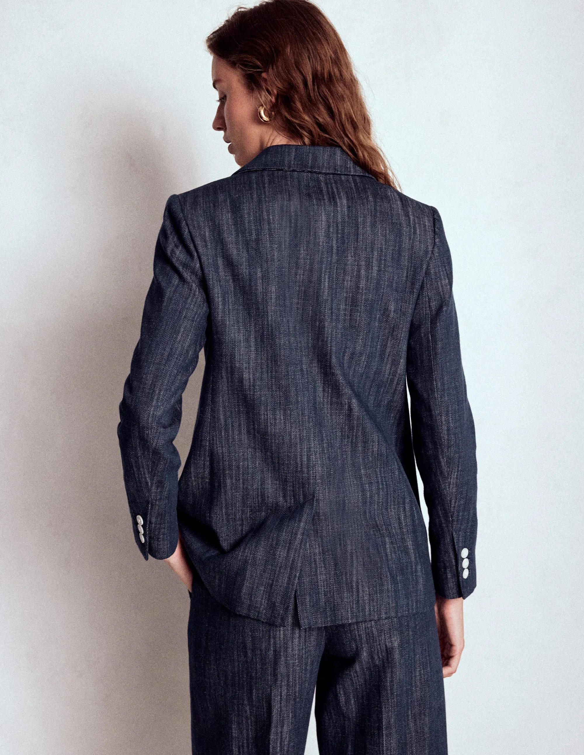 Flexible Comfort Woodbridge Twill Blazer-Navy, Indigo
