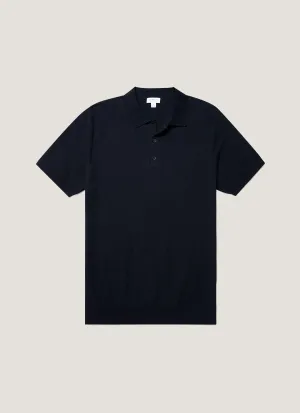 Classic Wearable tall size Men's Knit Polo Shirt in Navy