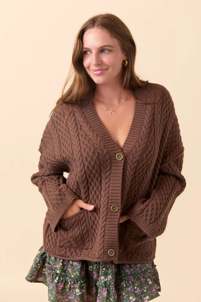 Pippa Brown Cable Knit Cardigan Smart Design