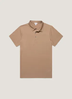 Elderly Comfort Men's Classic Jersey Polo Shirt in Dune
