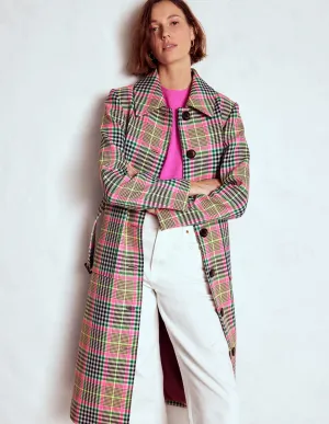 Lancaster Belted Mac-Brown, Neon Pink Check Flexible Fit Wear Ergonomic Cut