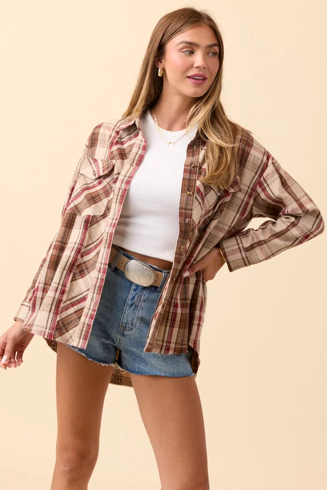 Zion Brown Plaid Flannel Top SALE Meta Mood Noble Core