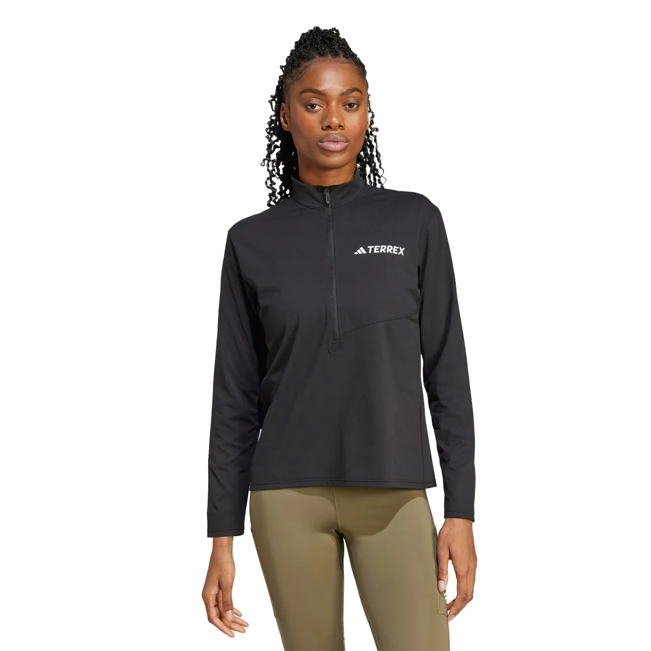 Durable Comfort Adidas Terrex Womens Multi Climacool 1/2 Zip Long Sleeve Long-Sleeve Top Black